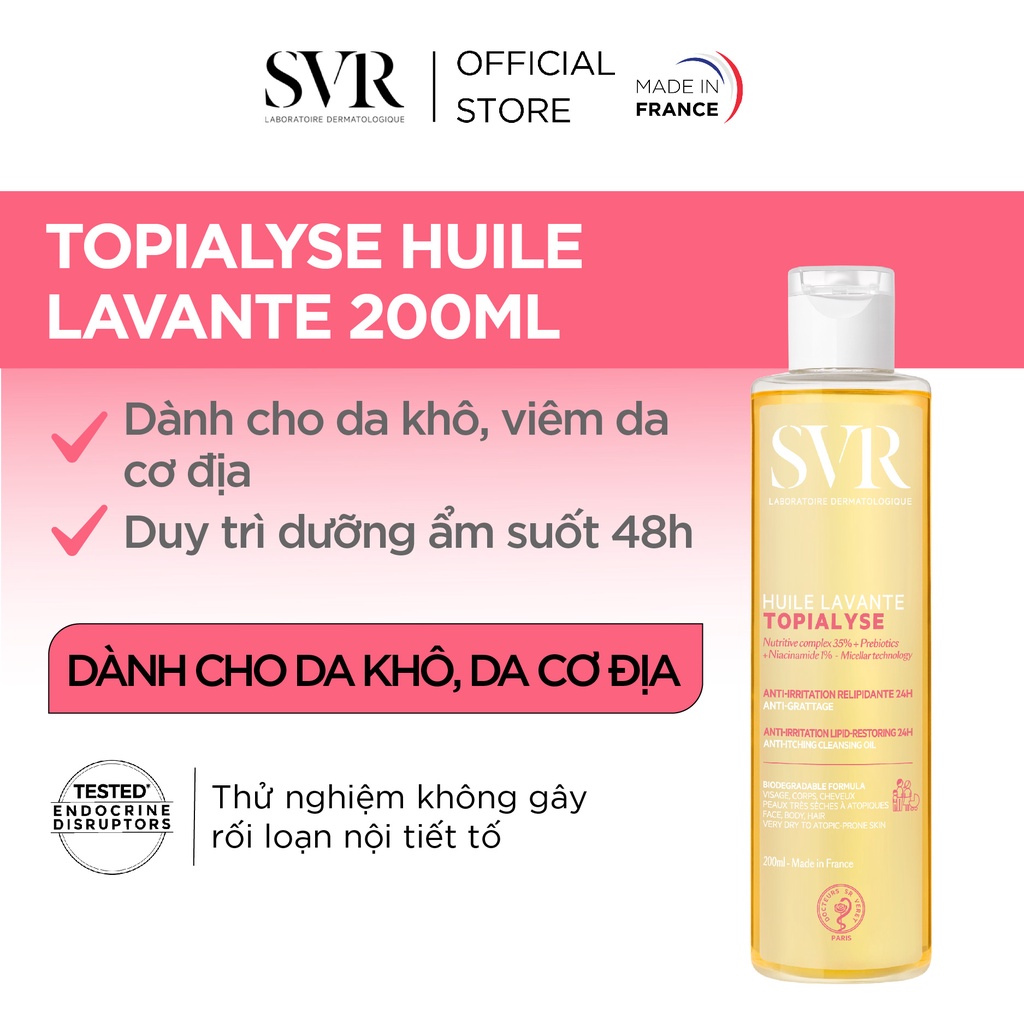 Review mỹ phẩm SVR sữa tắm dưỡng ẩm SVR Topialyse Huile Lavante